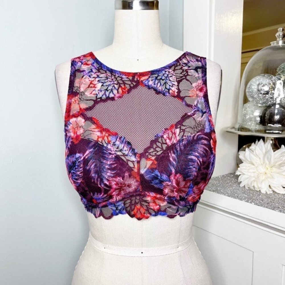 Victoria’s Secret Pink Lace Push Up Bralette Bra Red Pink Purple Size Small - Picture 9 of 13